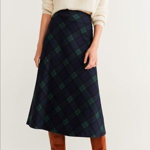 Mango Checked Midi Skirt